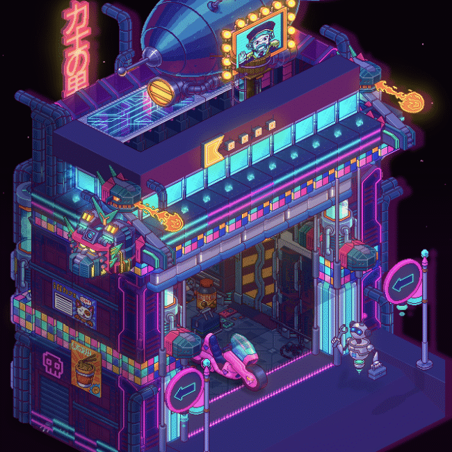 isométrie d'un style futuriste d'un shop