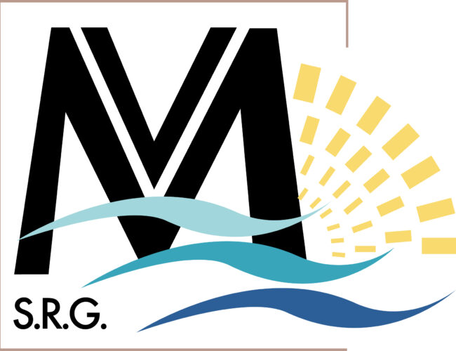 logo avec un grand v dans un M en fond, une représentation de moulin avec des vagues qui symbolisent l'eau
