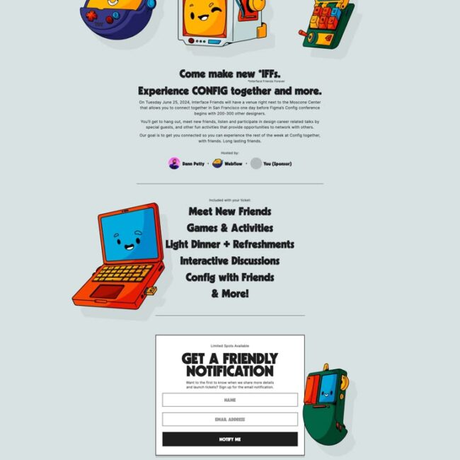 exemple de page internet avec des illustrations, une couleur de fond sobre