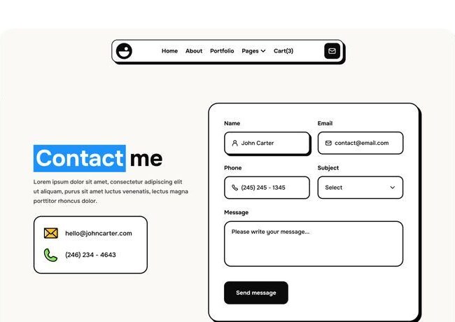 exemple de formulaire de contact dans le style rétro